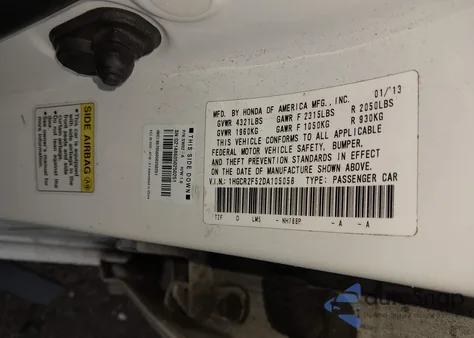 2013 Honda Accord Sport from USA, damaged, VIN 1HGCR2F52DA105058
